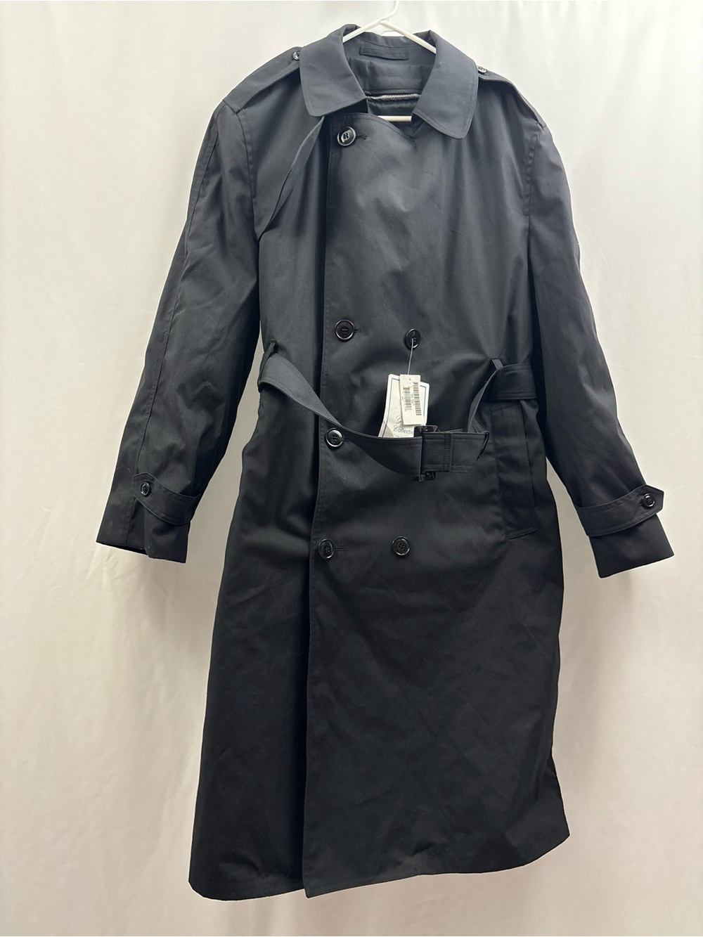 Defense Logistics Agency Long Black Trench Coat 44T NWT Men’s All Weather Coat